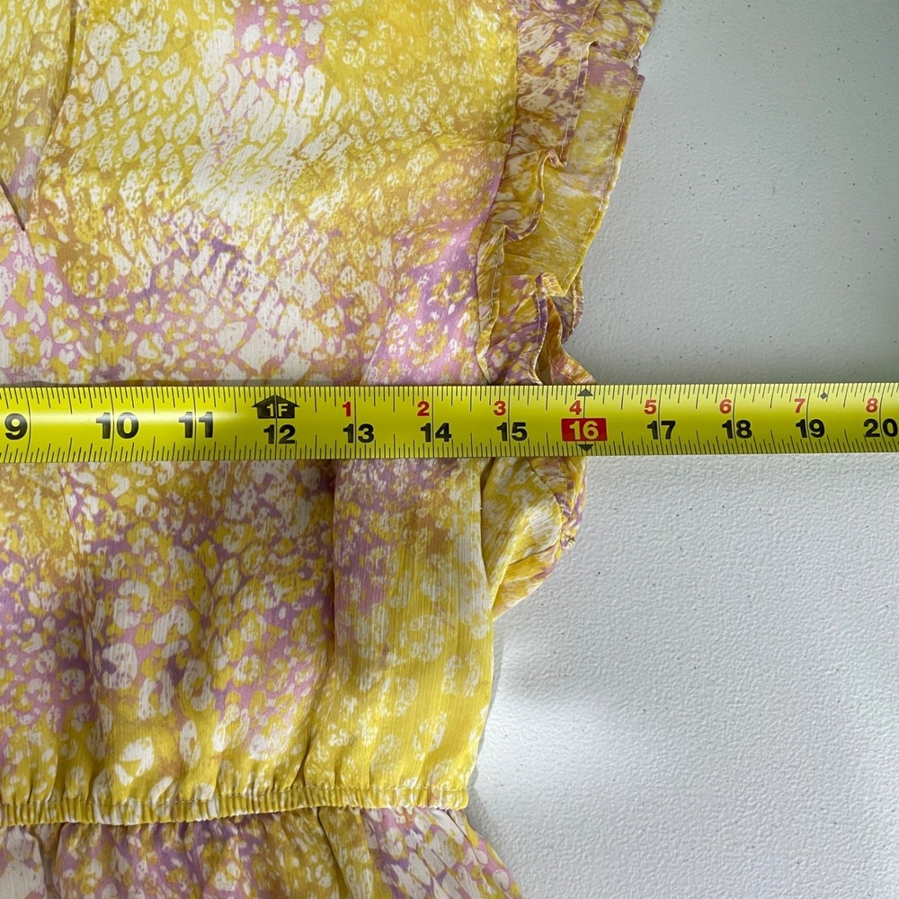 BB Dakota Steve Madden Yellow Lavender Tiered Midi Dress Size XS Garden Party - Picture 6 of 9